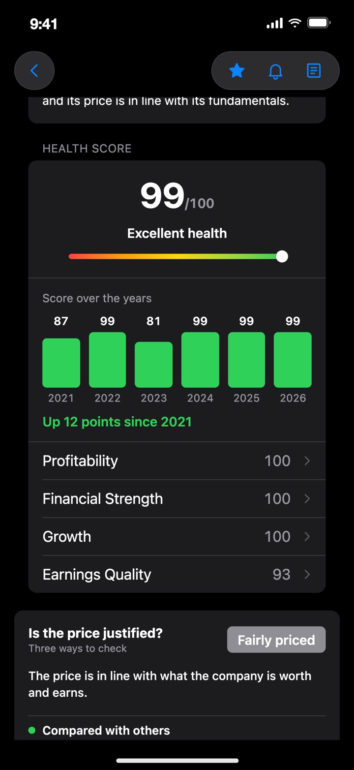 Health score, year by year