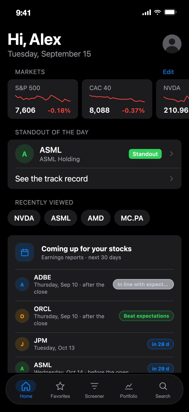 Tickvital home screen